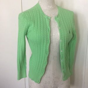 Ralph Lauren Sport lime green cable knit cardigan - Size M